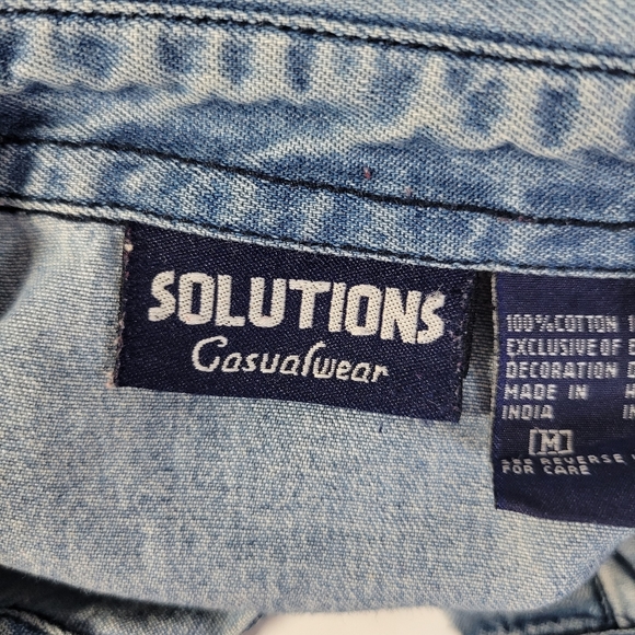Womens Solutions Casualwear Christmas Denim Long Sleeve Button Front Size Med - Picture 8 of 10